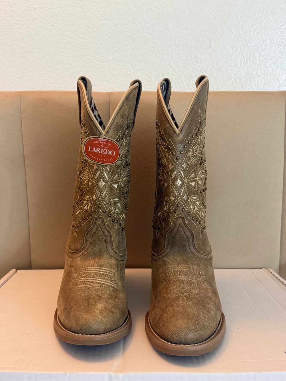 Laredo Brown Embroidered Western Heeled Boots